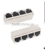 Top Entry 1*4port RJ45 PCB JACK With Shield thumbnail-1
