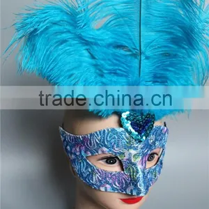 Wholesale Cloth Trim Big Ostrich Feather Mask For Bachelorette Party Supplies thumbnail-1