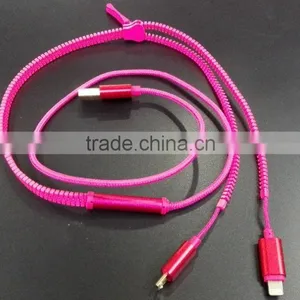 Zipper Usb Data Cable 2 in 1 Good Quality Zipper Cable thumbnail-1