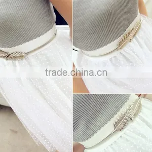 Skinny Elastic Personalized Luxury Women Metal Belts Bright Maple Leaf Chain Belt Decorative Iron Straps thumbnail-4