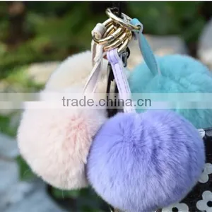 New Arrival Big Soft Rabbit Fur Ball Key Chain thumbnail-6