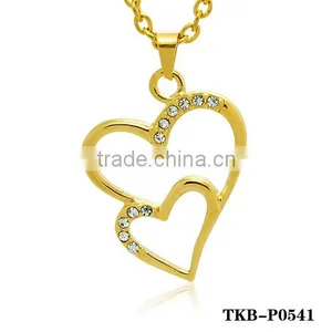 Gold Plated Enclosed Crystal Hollow Heart Shape Pendant Light Modern Necklace thumbnail-1