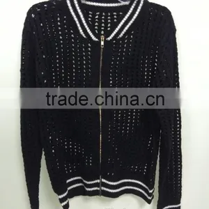 2015 CROCHET LONG SLEEVE HOLLOW CARDIGAN,WOMEN KNIT SWEATER thumbnail-1