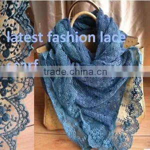 Hot Sale the Most Popular Long Wave Lace Scarf Quality Choice thumbnail-1