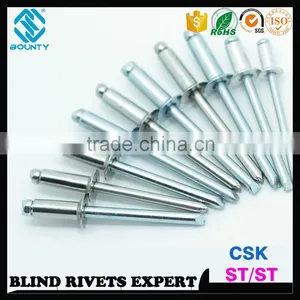 DIN7337 STEEL RIVET BODY STEEL MANDREL CSK HEAD STEEL RIVETS thumbnail-1