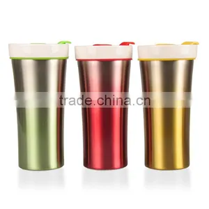 14oz / 400ml Double Wall Colorful Coffee Ceramic Mug With Cover With S/S Outside thumbnail-2