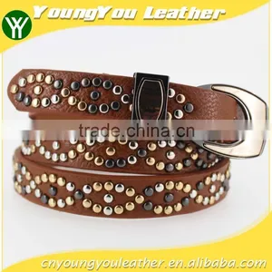 2015 Women's Fashion Beads Belt With Leather Belt With High Quality Leather in YiWu thumbnail-1