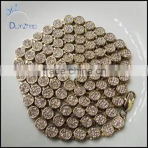 Fashion Hip Hop Flower Gold Rosary Diamond Necklace thumbnail-3