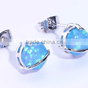 7mm 925 Sterling Silver Single Created Opal Stone Fancy Stud Earring Designs thumbnail-2