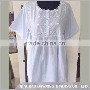 Factory Price White Cotton Plus Size Women Sleepwear Nightgown thumbnail-3