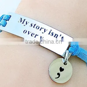 Adjustable Chain Microfiber Leather Cord Inspirational Charm Bracelet Supplier's Choice thumbnail-2
