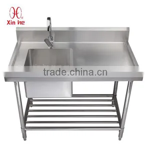 Australia Catering Kitchen Sink With Work Table, Commerical Stainless Steel Kitchen 2 Two Compartment Sink With Drainer thumbnail-5