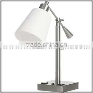 UL Listed Modern Bedroom Bedside Glass Shade Adjustable Desk Lamp With On Off Switch Power Outlet Hotel Desk Lamps Light T50070 thumbnail-1