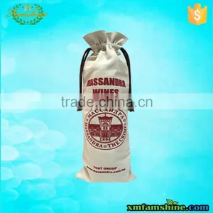 Eco Friendly Single Bottle Cotton Wine Drawstring Bag thumbnail-1
