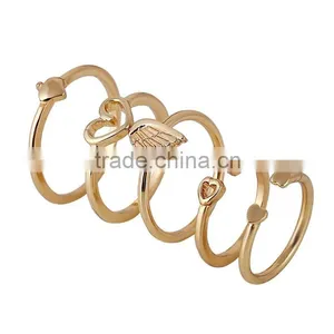 Factory Wholesale Gold Jewelry Rhinestone Midi Ring Set thumbnail-3