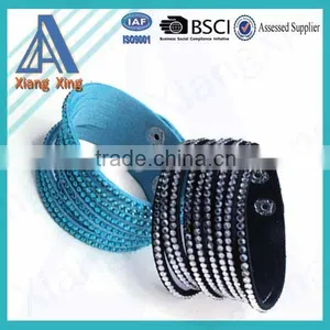 Single Wrap Rhinestone Custom Braided Leather Bracelets thumbnail-6