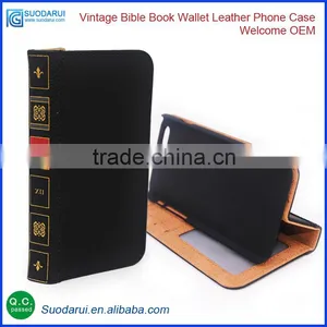 OEM Vintage Book Wallet Flip Leather Case Pouch for Iphone SE thumbnail-1