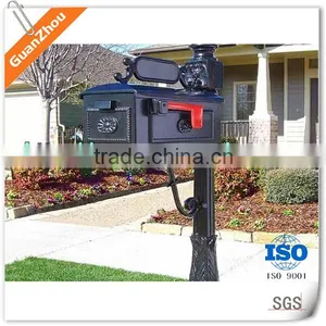 European-style Villa Outdoor Garden Rain Proof Retro Black Mailbox Aluminum Die Casting Mailboxes thumbnail-1
