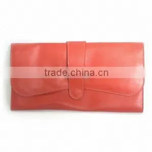 Leather Womens' Wallet With Magnetic Button and Two Slots, Measures 9.4 x 5 x 0.8 Inches thumbnail-1
