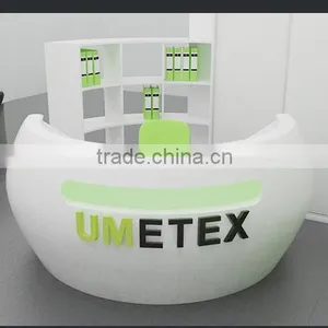 Morden Design Artificial Stone Office Reception Desk/round Marble Countertop/acrylic Solid Surface Hotel Reception Desk thumbnail-5
