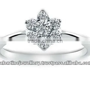0.36 ct - .50ct Diamond Ring, 18K White Gold Ring, Classic Floral Diamond Ring thumbnail-1