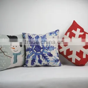 Wholesale Custom Linen/cotton Fabric Decorative Throw Cushion Cover Christmas Digital Printed Pillow Case thumbnail-1