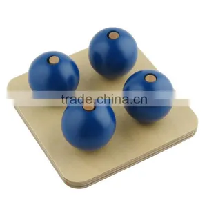 Beech Wood Montessori Material Toy Four Blue Balls on Small Pegs thumbnail-1