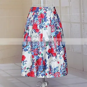 Fashion Women High Waist Floral Midi Skirt Slim Pleated Party Skirt thumbnail-6
