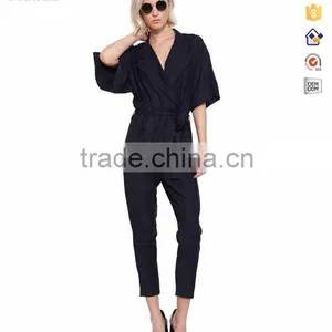 Women V Neck Belted Short Sleeve Stripe Regular Fit Jumpsuit thumbnail-1