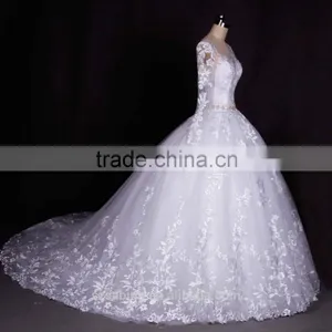 2016 Autumn Full Sleeve Lace Wedding Dress Bridal Dressed High Quality 2016 thumbnail-2