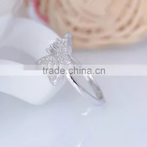 925 Sterling Silver Butterfly Ring With White Tanzania Stone Paving thumbnail-4