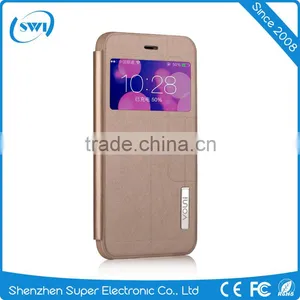 Gold Flip PU Leather View Window Protector Phone Case for IPhone 6 6s 4.7 Inch thumbnail-1