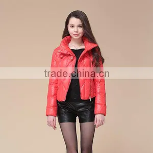 Lady's High Quality Short Style With Windproof Collar And Inclined Zipper Design Red Down Jacket/Women Jacket/Duck Down Jacket thumbnail-1