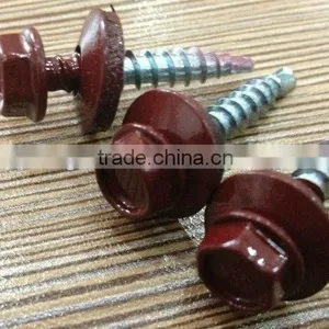 Hex Washer Self Drilling Screw With EPDM , Yellow Zinc thumbnail-1
