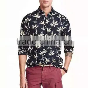 Hawaii Flower Coconut Sailing Pattern Short/long-sleeve Beach Party Shirt Menwear Soft Cotton Wholesale Vocation thumbnail-2