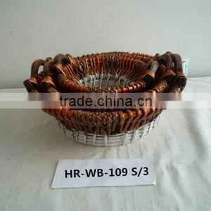 3 Set Small Oval Willow Basket With Handle for Sale thumbnail-1