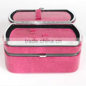 Wholesale Custom High-grade PU Leather Jewelry Box, Fashion Beautiful Make-up Box, Portable Storage Box thumbnail-3