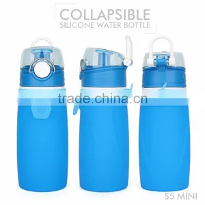 BPA Free Reusable Outdoor Silicone Water Bottle thumbnail-2