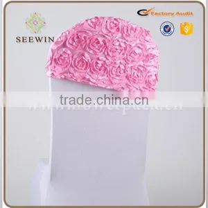Cheap Wedding Banquet Rosette Chair Head Cover Ruffle Chair Sash thumbnail-1