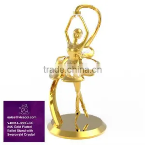 24K Gold Plated Metal Ballet Stand With Swarovski Elements thumbnail-1