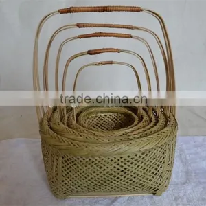 Wholesale Cheap Bamboo Basket With Handle Woven Basket thumbnail-4