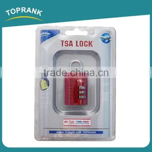 Toprank Popular Style Zinc Alloy Travel Luggage TSA Approved 3 Dial Combination Padlock With Various Colors thumbnail-2
