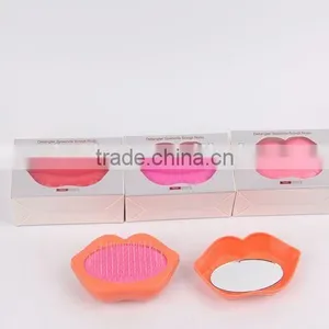 Lip Shaped Plastic Massage Comb With Mirror/hair Brush thumbnail-1