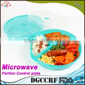 NBRSC New Design Microwave Plastic Food Storage Tray Containers 3 Compartment Divided Plates With Vented Lid thumbnail-2