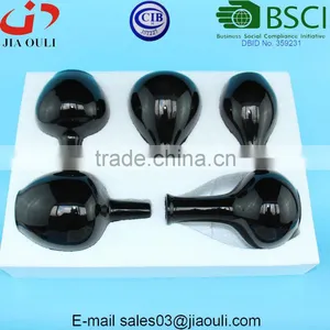BSCI Audit Factory Black Glazed Custom Ceramic Flower Vases Set of 5 Pcs for Mail Order thumbnail-2