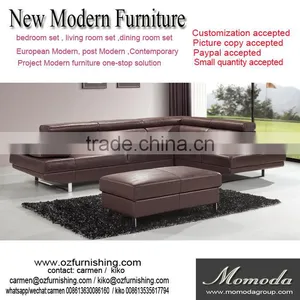 JR8040 Elegant Chic Contemporary Coffee Color Cow Leather L Shape Living Room Luxury Sofa Set Home Furniture New thumbnail-1