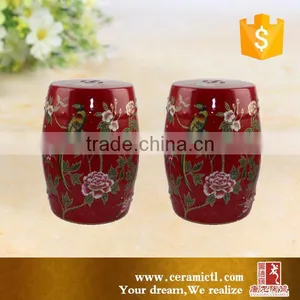 Custom-made Red Ceramic Garden Seat Stool thumbnail-4
