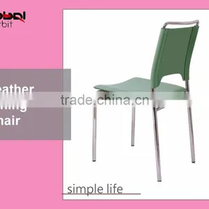 Industrial Style Black PVC Leather Chair Metal Stool Dining Chair thumbnail-3