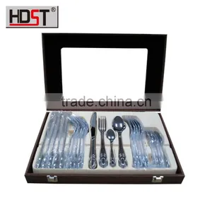 2016 Years Hot Selling Delicate Wooden Boxes 24pcs Stainless Cutlery Set thumbnail-1