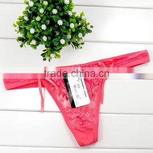 Brand New Sexy Lady T-back Transparent Hot Lady Lace T-back Panties With Bows in Stock thumbnail-6